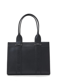 LOVE MOSCHINO BORSA A MANO CON FASCE LOGATE NERO