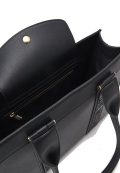 LOVE MOSCHINO BORSA A MANO CON FASCE LOGATE NERO