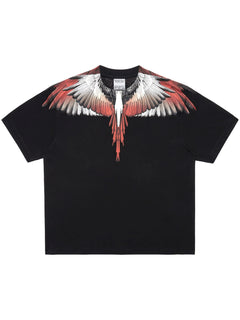 MARCELO BURLON COUNTY OF MILAN T-SHIRT CON STAMPA ALI BICOLORE NERO