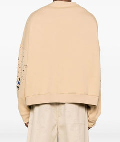 MOSCHINO COUTURE FELPA BEIGE CON STAMPA PITTURA