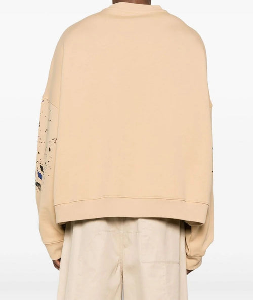 MOSCHINO COUTURE FELPA BEIGE CON STAMPA PITTURA