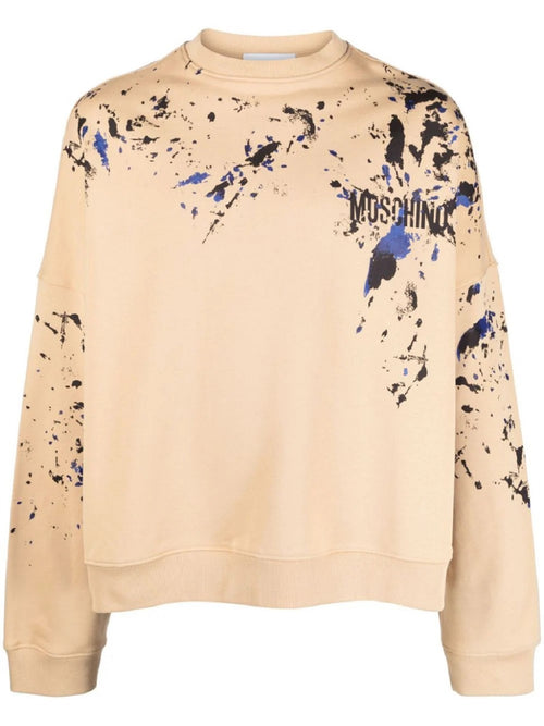 MOSCHINO COUTURE FELPA BEIGE CON STAMPA PITTURA
