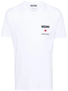 MOSCHINO COUTURE T-SHIRT BIANCO CON  STAMPA CON CUORE