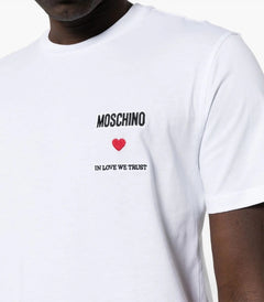 MOSCHINO COUTURE T-SHIRT BIANCO CON  STAMPA CON CUORE