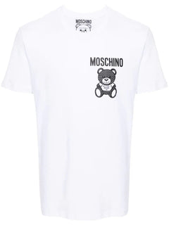 MOSCHINO COUTURE T-SHIRT BIANCO CON TEDDY LOGATA