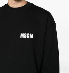 MSGM FELPA NERO CON LOGO STAMPATO