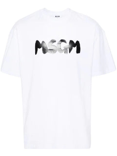 MSGM T-SHIRT BIANCO CON LOGO CENTRALE
