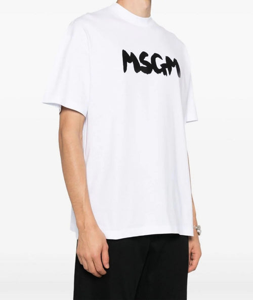 MSGM T-SHIRT BIANCO CON LOGO CENTRALE