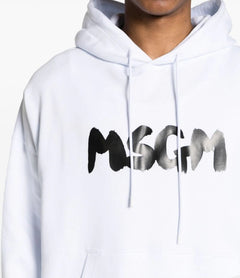 MSGM FELPA BIANCO CON CAPPUCCIO LOGATA