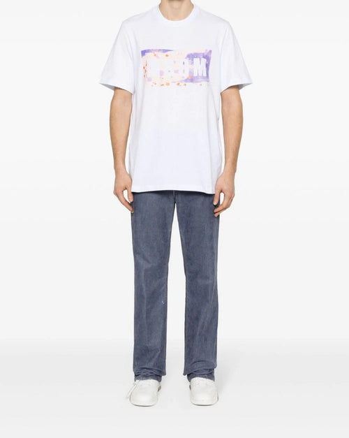 MSGM T-SHIRT BIANCO CON FANTASIA PITTURA