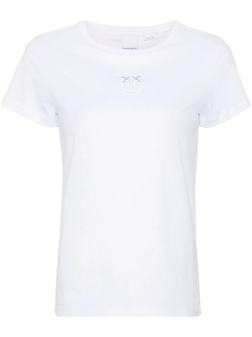 PINKO T-SHIRT CON LOGO CUCITO BIANCO