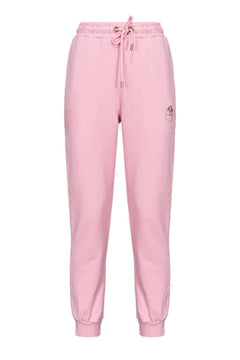 PINKO PANTALONE DI TUTA CON LOGO CUCITO ROSA