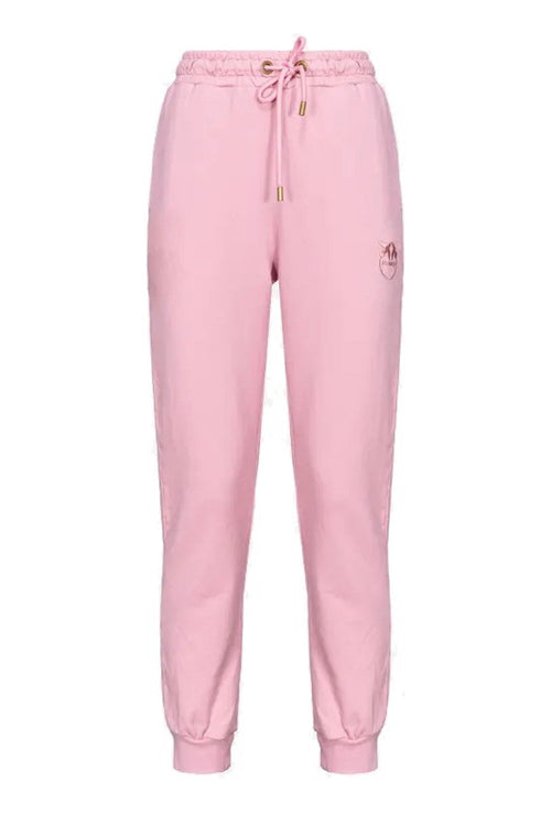 PINKO PANTALONE DI TUTA CON LOGO CUCITO ROSA