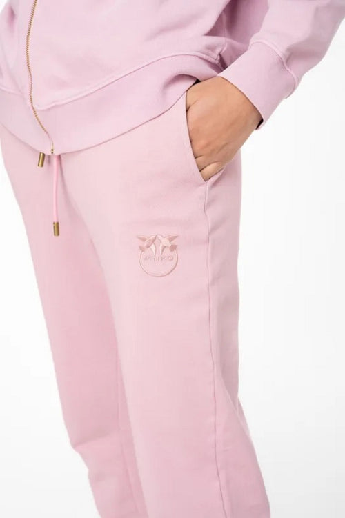 PINKO PANTALONE DI TUTA CON LOGO CUCITO ROSA