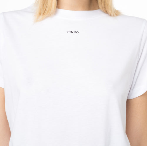 PINKO T-SHIRT CON LOGO STAMPATO BIANCO