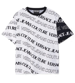 T-SHIRT BIANCA CON SCRITTA LOGATA VERSACE JEANS COUTURE