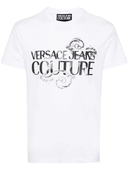 VERSACE JEANS COUTURE T-SHIRT BIANCO CON STAMPA LOGATA