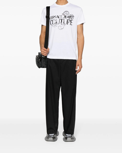 VERSACE JEANS COUTURE T-SHIRT BIANCO CON STAMPA LOGATA