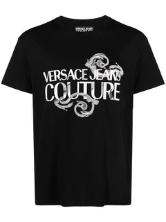 VERSACE JEANS COUTURE T-SHIRT NERO CON STAMPA LOGATA