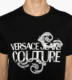 VERSACE JEANS COUTURE T-SHIRT NERO CON STAMPA LOGATA