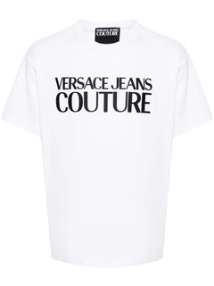 VERSACE JEANS COUTURE T-SHIRT BIANCA CON STAMPA NERA