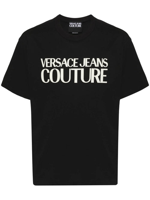 VERSACE JEANS COUTURE T-SHIRT NERA CON STAMPA LOGATA