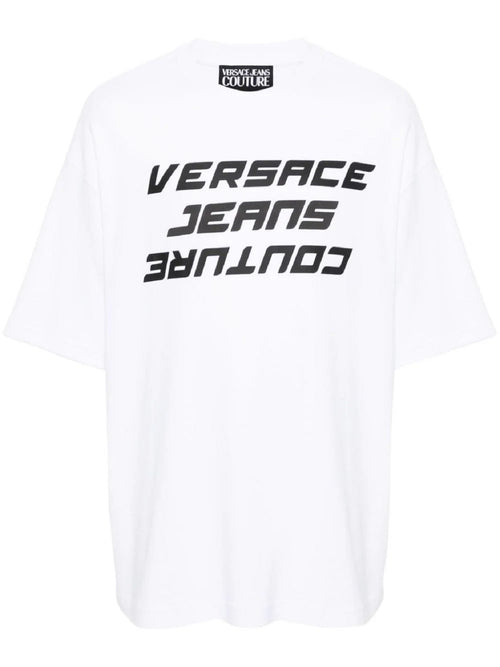 VERSACE JEANS COUTURE T-SHIRT BIANCO CON STAMPA LOGATA