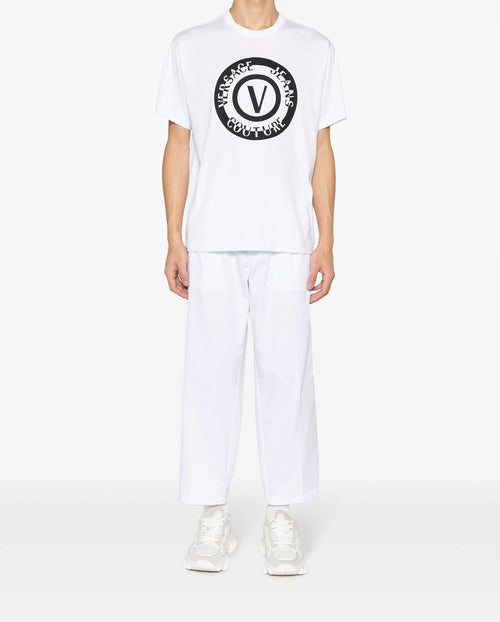 VERSACE JEANS COUTURE T-SHIRT BIANCO CON STAMPA A CERCHIO