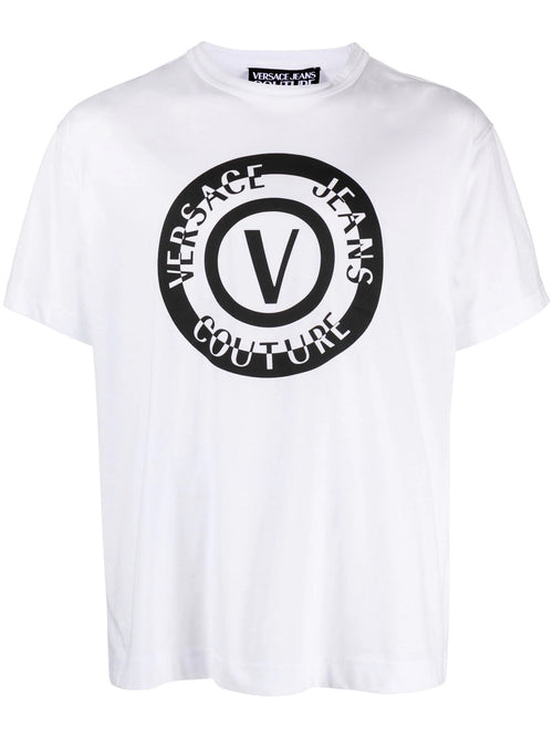 VERSACE JEANS COUTURE T-SHIRT BIANCO CON STAMPA A CERCHIO