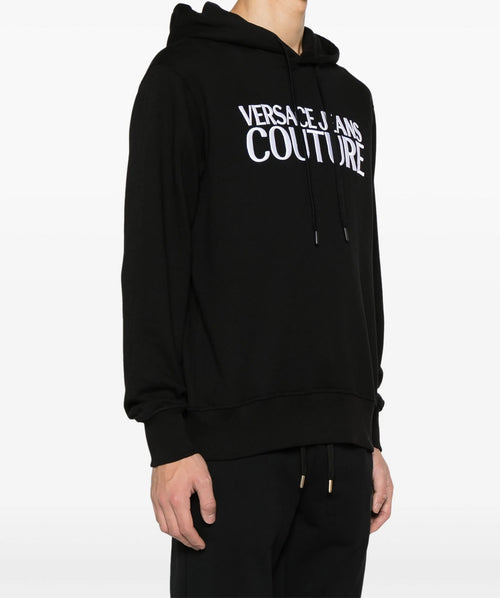 VERSACE JEANS COUTURE FELPA NERO CON LOGO CENTRALE