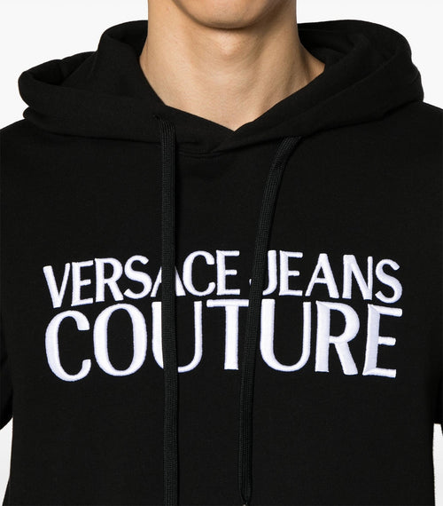 VERSACE JEANS COUTURE FELPA NERO CON LOGO CENTRALE