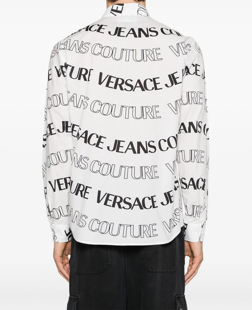 VERSACE JEANS COUTURE CAMICIA CON LOGO ALL OVER BIANCO