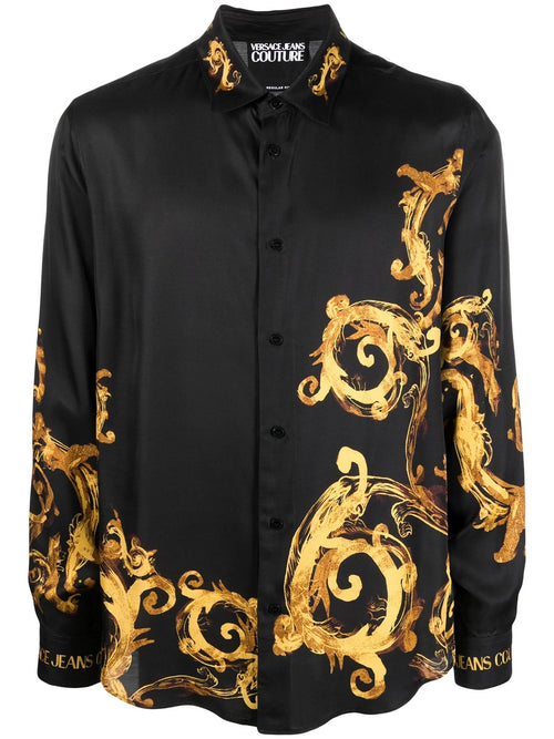 VERSACE JEANS COUTURE CAMICIA BAROCCA CON LOGO SUL RETRO ORO