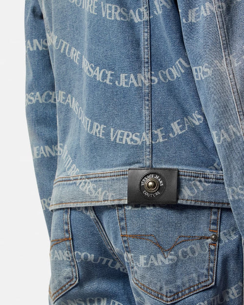 VERSACE JEANS COUTURE GIACCA DENIM CON LOGO ALL OVER