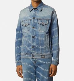 VERSACE JEANS COUTURE GIACCA DENIM CON LOGO ALL OVER