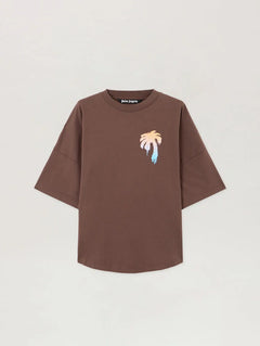 PALM ANGELS Uomo T-shirt Brown white-PE26
