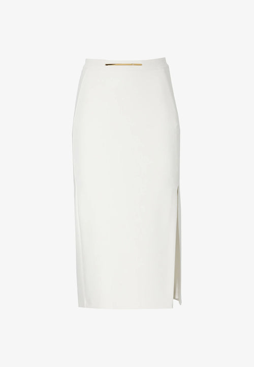 Elisabetta Franchi Gonna/Longuette in tessuto tecnico bielastico con cintura logo oro PE26