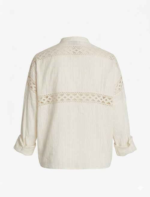 MOtel Camicia traforata estiva panna Donna – PE26
