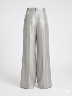 HAVE ONE Donna Pantalone Grigio Metalizzato-PE26
