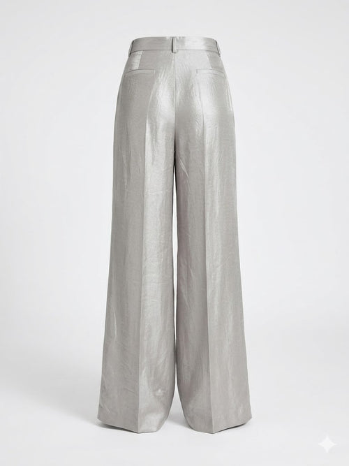 HAVE ONE Donna Pantalone Grigio Metalizzato-PE26