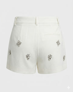 VICOLO pantaloncino bianco RAB0775 donna con applicazione gioielli-PE26