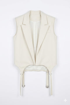 VICOLO gilet naturale con dettagli laccio TAB1913NAT-PE26