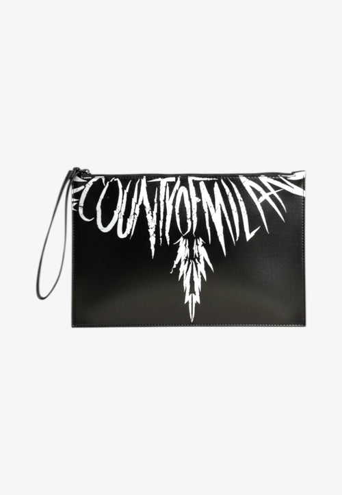 COUNTY OF MILAN pochette nera uomo logo stampato PE26