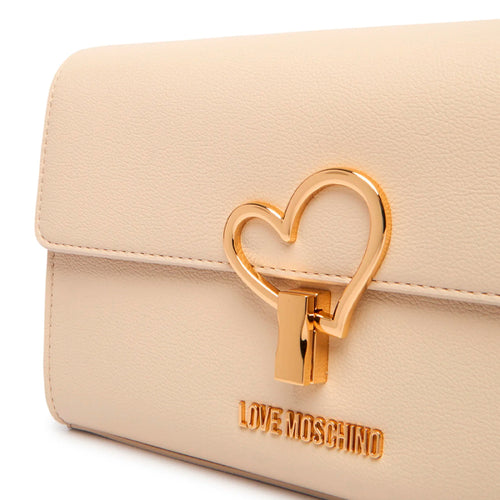 Love Moschino Borsa Con Logo oro a cuore Donna Avorio PE26