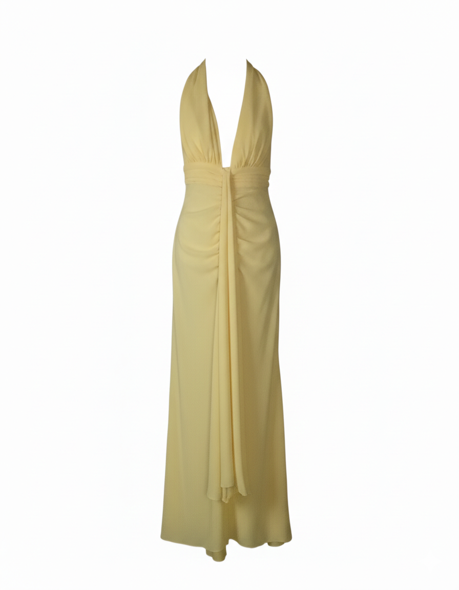 SILENCE LTD Donna Abito da Sera a Sirena - Giallo Pastello