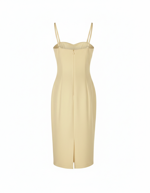 SILENCE LTD Donna Abito Tubino Midi a Fascia con Spalline Sottili