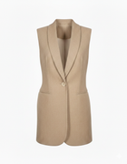 Vicolo – Gilet Donna Beige Monopetto con Collo a Scialle | PE26