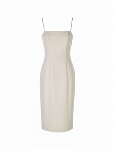 SILENCE LTD Donna Abito Tubino Midi a Fascia con Spalline Sottili