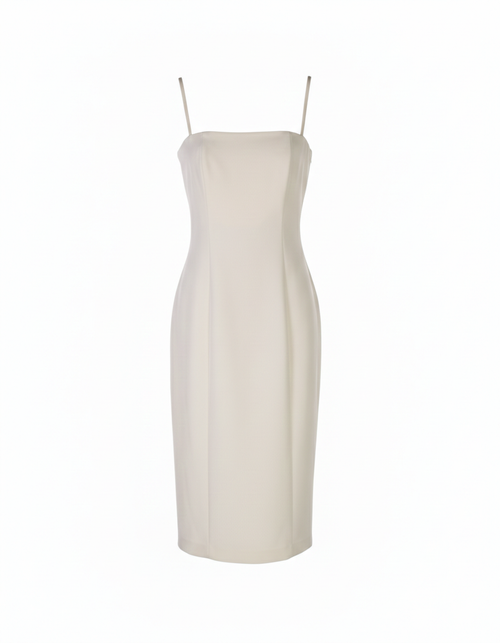 SILENCE LTD Donna Abito Tubino Midi a Fascia con Spalline Sottili