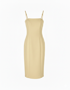 SILENCE LTD Donna Abito Tubino Midi a Fascia con Spalline Sottili